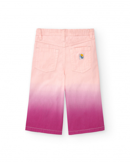 Pantalon fille en sergé rose collection Ocean Wonders