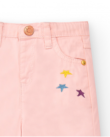 Pantalon fille en sergé rose collection Ocean Wonders