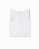 T-shirt fille blanc en maille à volants collection Ocean Wonders T-shirt fille blanc en maille à volants collection Ocean Wonders