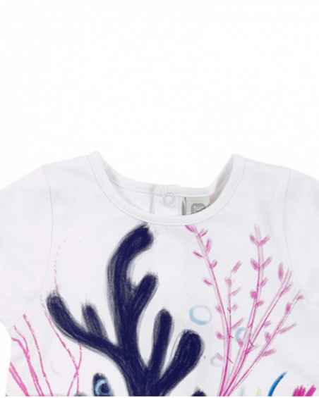 T-shirt fille en maille blanc collection Ocean Wonders