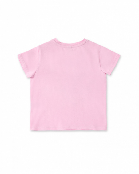 T-shirt fille en maille rose collection Ocean Wonders