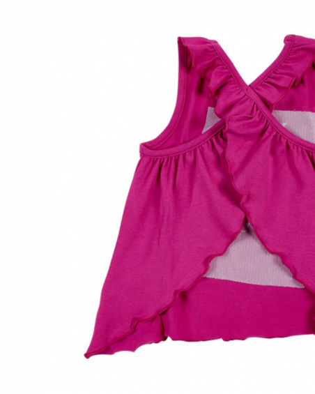 T-shirt fille lilas en maille à bretelles croisées collection T-shirt fille lilas en maille à bretelles croisées collection