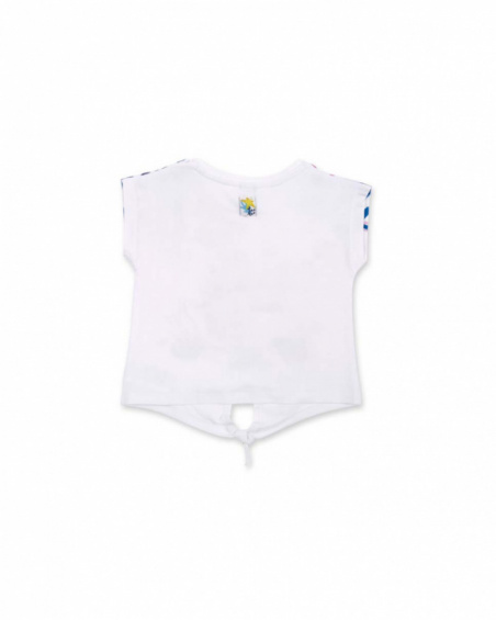 T-shirt fille en maille blanche nouée collection Ocean Wonders T-shirt fille en maille blanche nouée collection Ocean Wonders