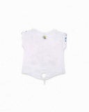 T-shirt fille en maille blanche nouée collection Ocean Wonders T-shirt fille en maille blanche nouée collection Ocean Wonders