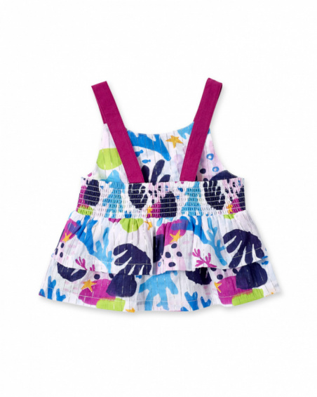 Blouse fille en popeline blanche collection Ocean Wonders