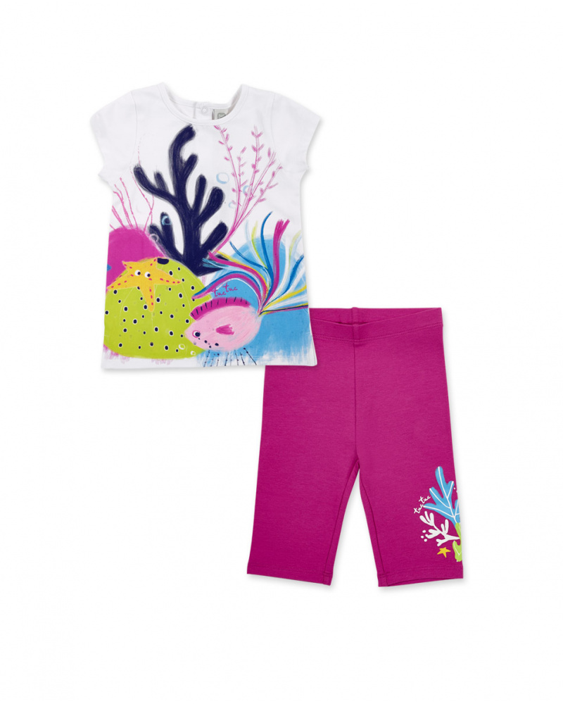 Ensemble fille en tricot blanc lilas collection Ocean Wonders