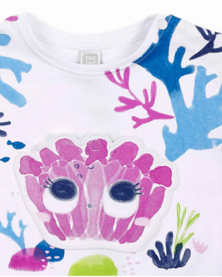 Ensemble fille en maille blanc marine collection Ocean Wonders