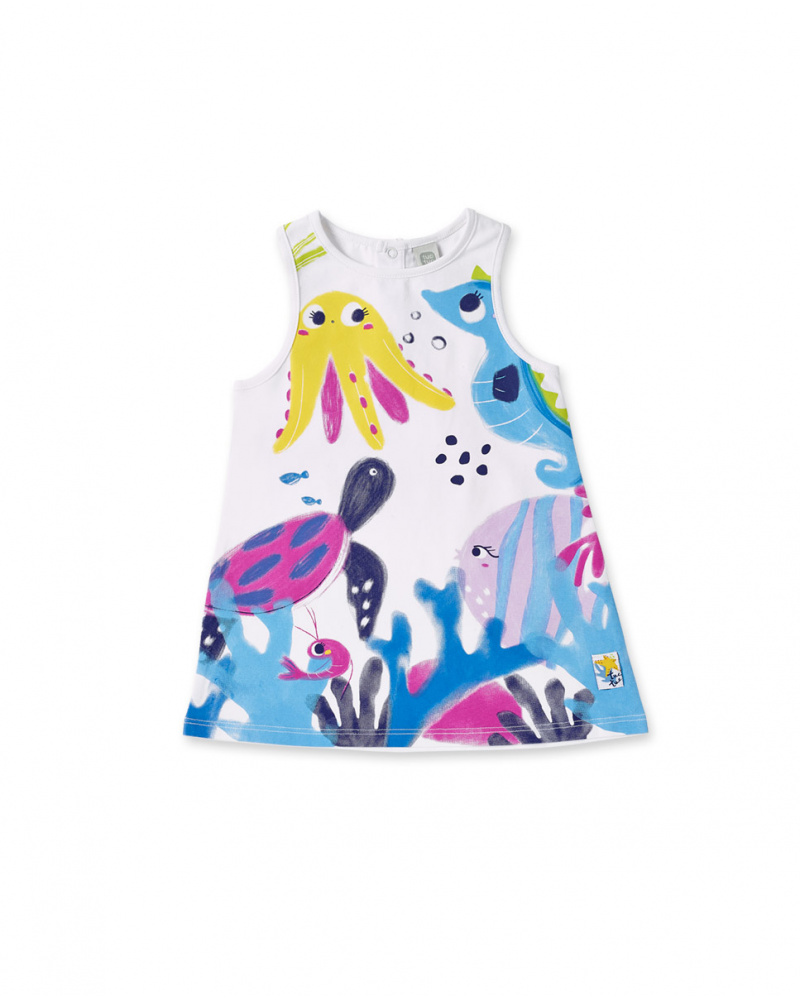Robe fille en maille blanche collection Ocean Wonders