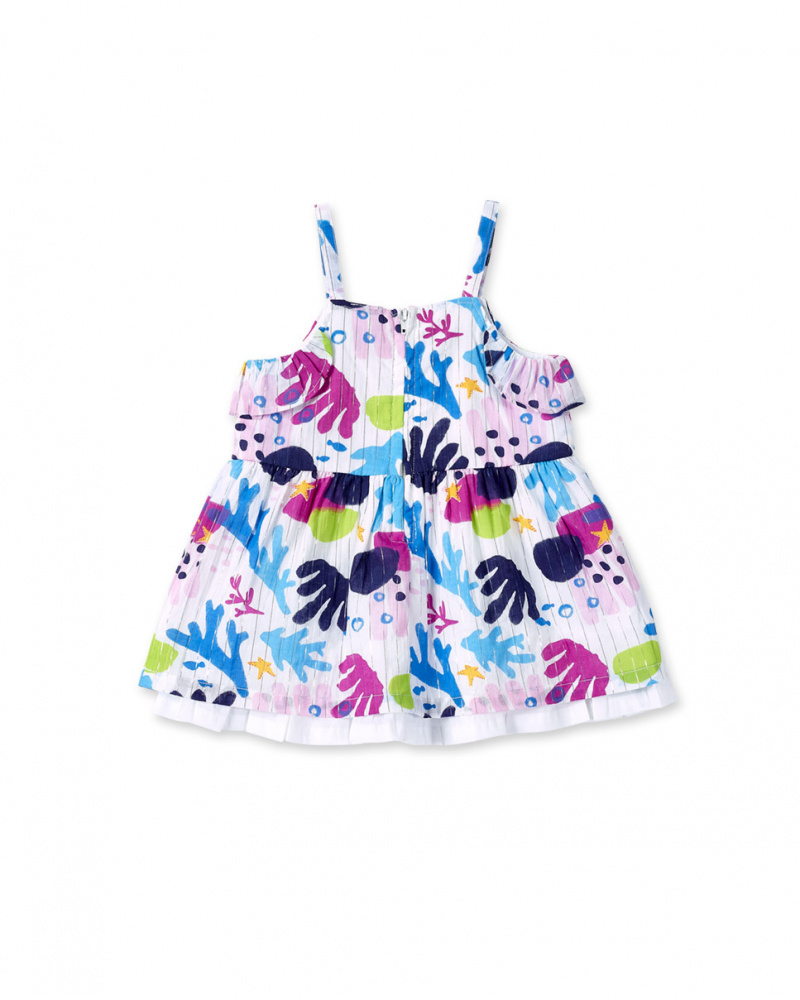 Robe fille en popeline blanche collection Ocean Wonders
