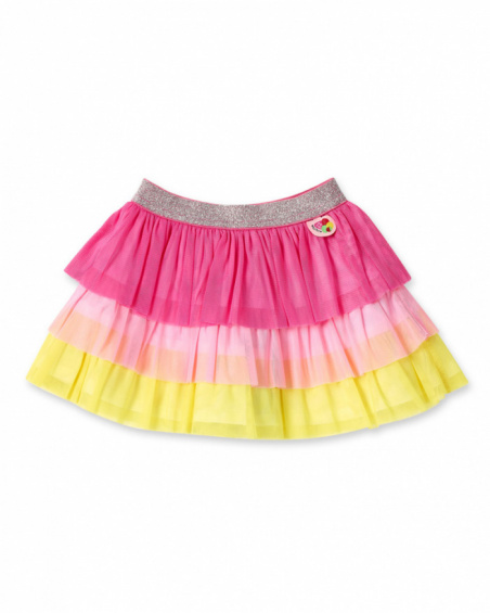 Jupe fille en popeline de tulle fuchsia collection Creamy Ice