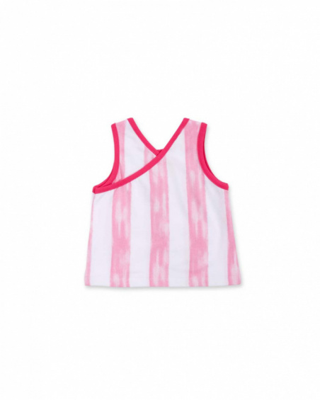 T-shirt fille en maille blanc rose collection Creamy Ice