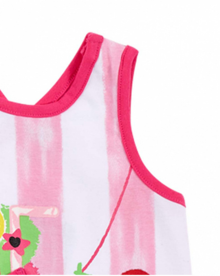 T-shirt fille en maille blanc rose collection Creamy Ice