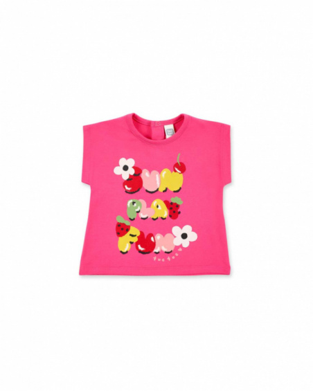 T-shirt fille fuchsia en maille collection Creamy Ice