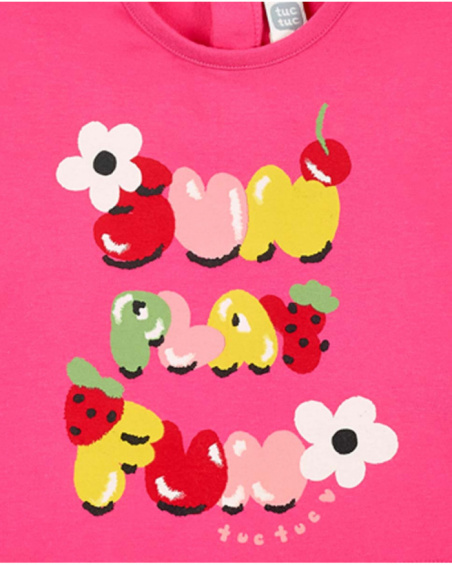 T-shirt fille fuchsia en maille collection Creamy Ice