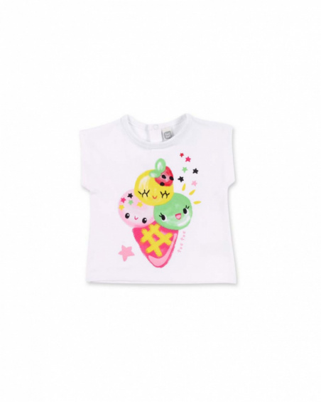 T-shirt fille en maille blanc crème glacée collection Creamy Ice