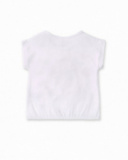 T-shirt froncé en maille blanche fille collection Creamy Ice