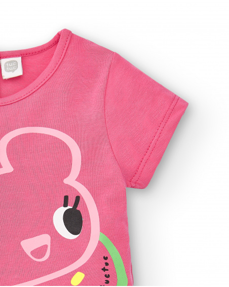 T-shirt fille en maille rose collection Creamy Ice