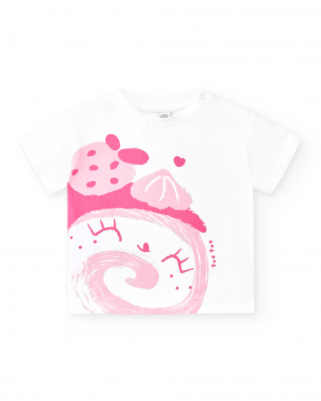 T-shirt fille en maille blanc collection Creamy Ice
