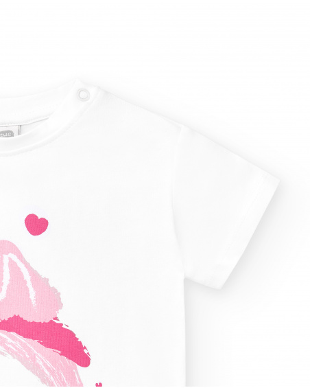 T-shirt fille en maille blanc collection Creamy Ice