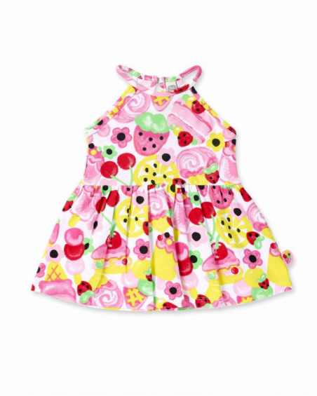 Robe fille en maille blanche imprimée collection Creamy Ice