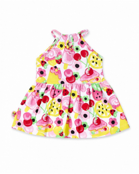 Robe fille en maille blanche imprimée collection Creamy Ice