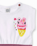 Robe combinée en maille blanche fille collection Creamy Ice