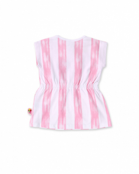 Robe fille en maille rose blanc collection Creamy Ice