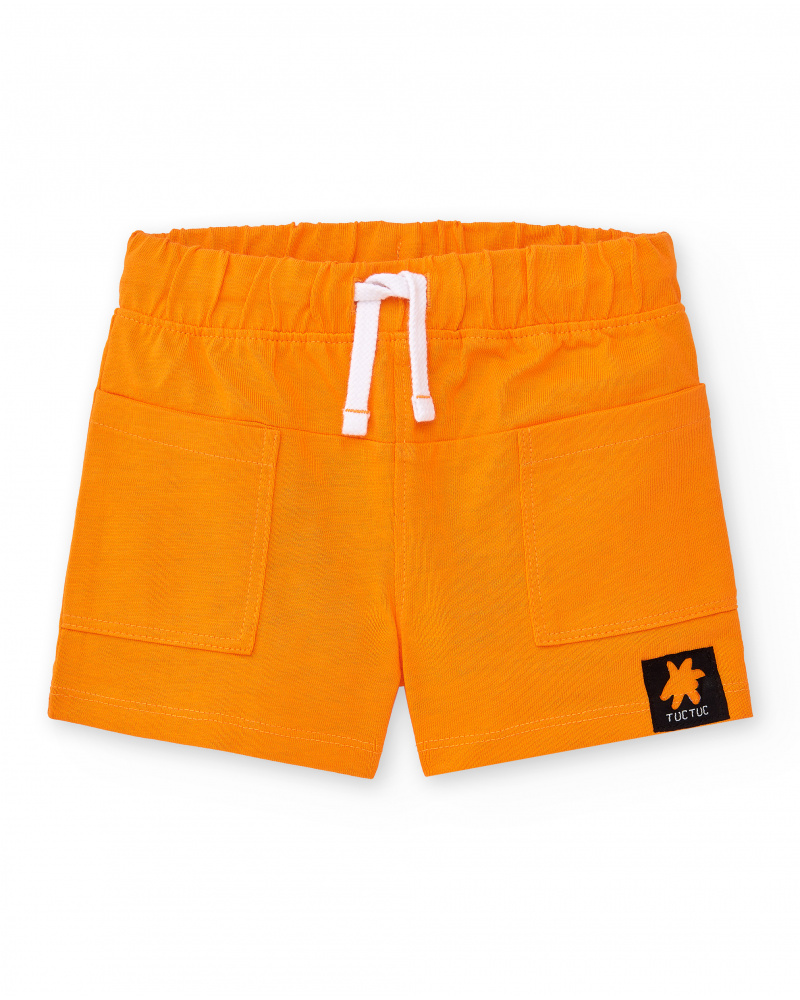 Short garçon orange en maille collection Banana Records