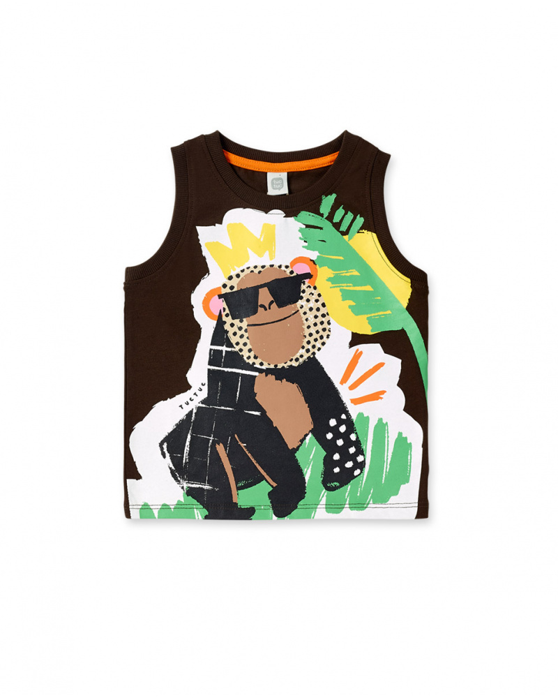 T-shirt garçon en maille marron collection Banana Records