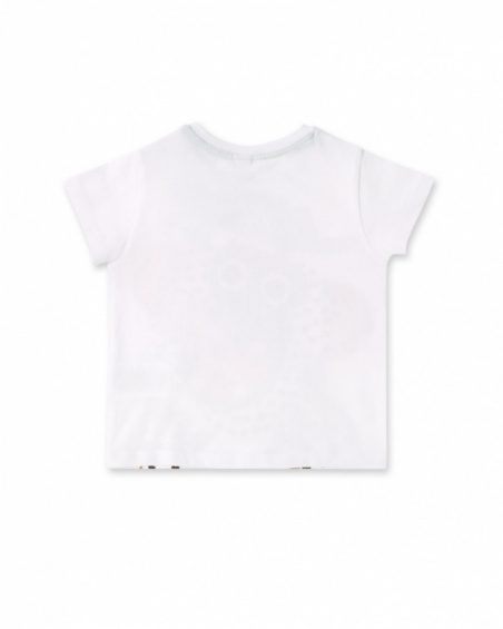 T-shirt garçon blanc en maille avec appliqués collection Banana