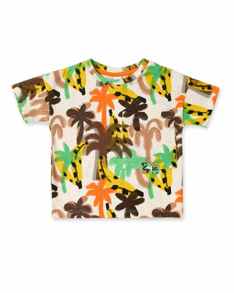 T-shirt garçon en maille beige collection Banana Records