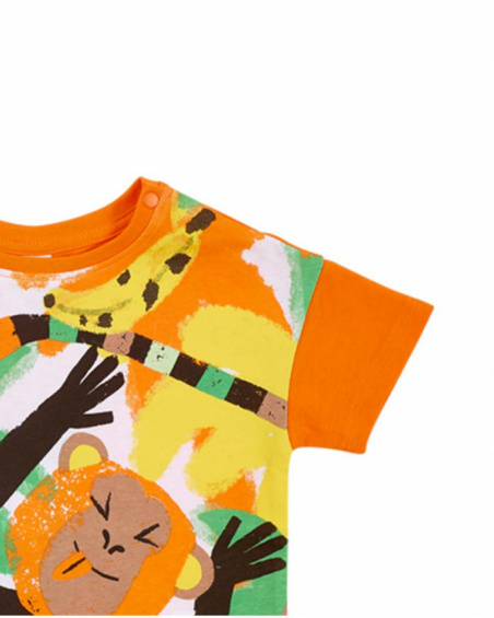 T-shirt garçon orange en maille collection Banana Records