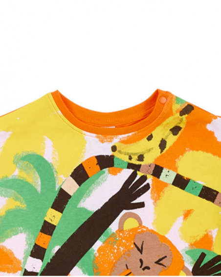 T-shirt garçon orange en maille collection Banana Records