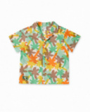 Chemise garçon en popeline verte imprimée collection Banana