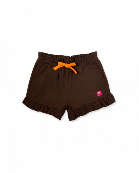 Short en maille marron fille collection Banana Records Short en maille marron fille collection Banana Records