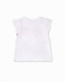 T-shirt fille blanc en maille à franges collection Banana
