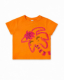 T-shirt fille orange en maille collection Banana Records