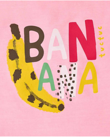 T-shirt fille en maille rose collection Banana Records