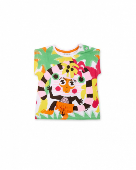 T-shirt fille imprimé en maille blanche collection Banana