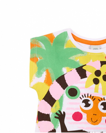 T-shirt fille imprimé en maille blanche collection Banana