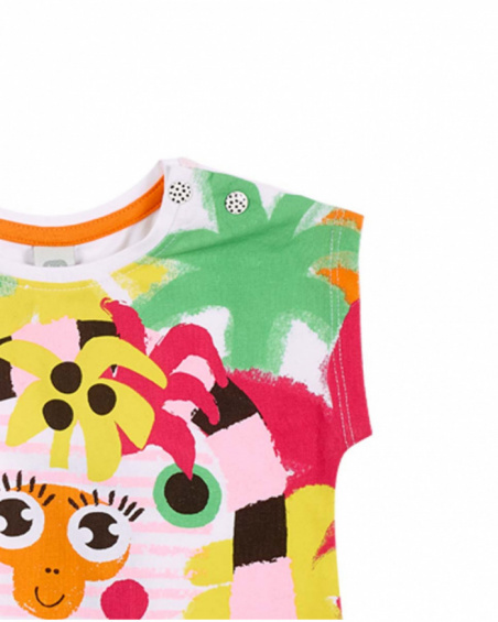 T-shirt fille imprimé en maille blanche collection Banana
