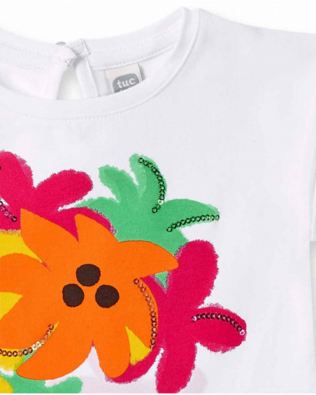 T-shirt fille en maille blanc collection Banana Records