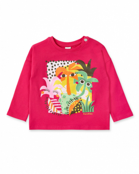 T-shirt fille fuchsia en maille collection Banana Records