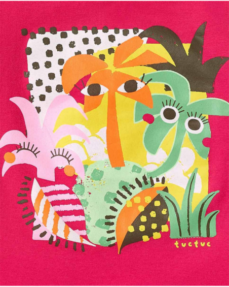 T-shirt fille fuchsia en maille collection Banana Records