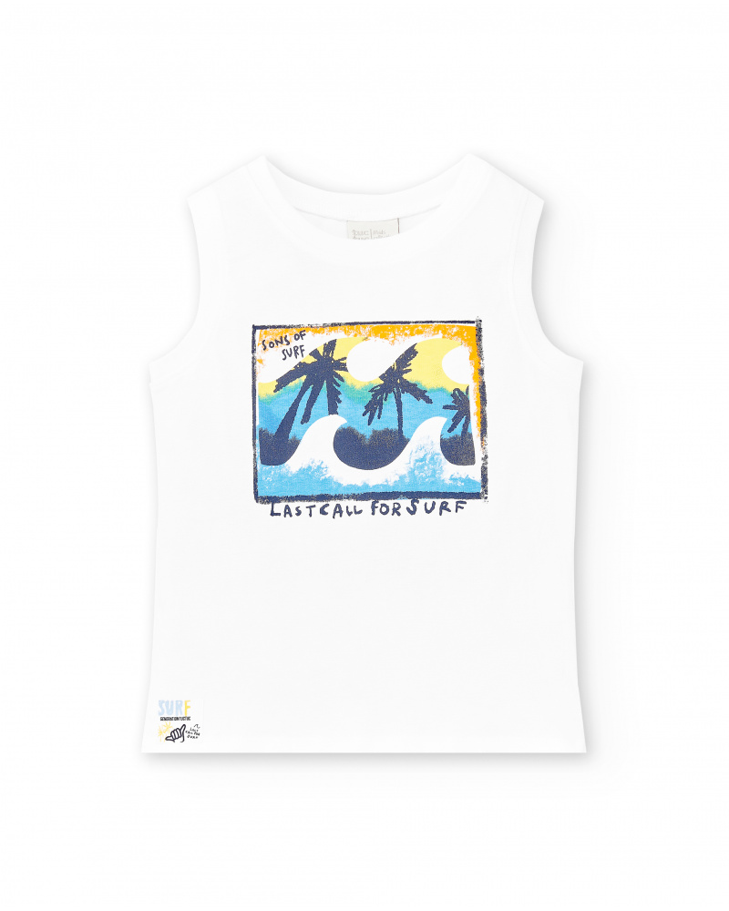 Débardeur garçon en maille blanc Collection Sons Of Fun