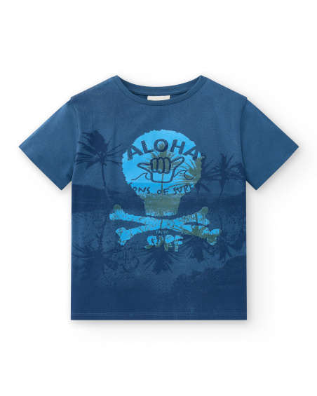 T-shirt garçon en maille marine Collection Sons Of Fun