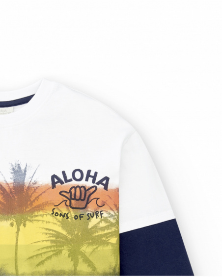 T-shirt long en maille blanc garçon Collection Sons Of Fun