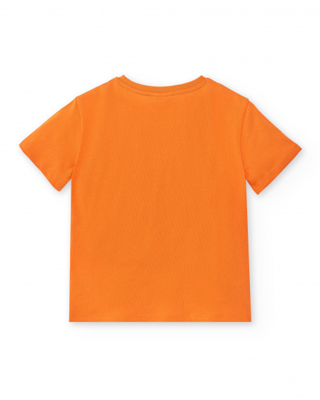 T-shirt garçon orange en maille Collection Sons Of Fun