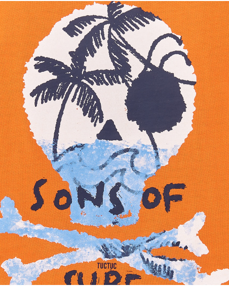 T-shirt garçon orange en maille Collection Sons Of Fun