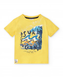 T-shirt garçon en maille jaune Collection Sons Of Fun